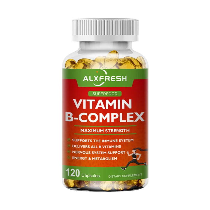 B-Complex Vitamins (B12 B1 B2 B3 B5 B6 B9 Folic Acid &Biotin) Capsule Liver, Immune System, Energy Support Nutrition Supplement