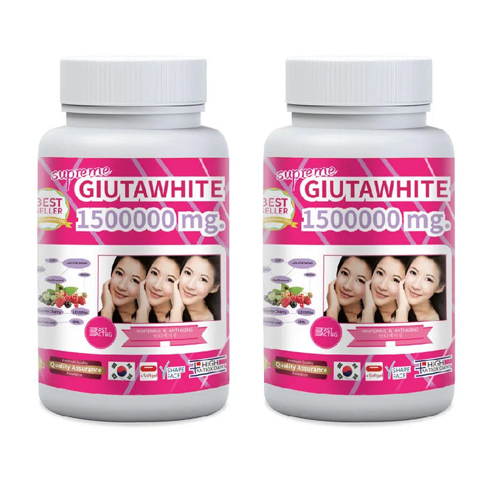Collagen Supplements with Vitamin C & Biotin | Gluta White 1500000mg Hydrating Formula Skin Whitening Pills | 30 Liquid Softgels