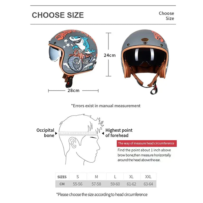 Cyril Helmets for Motorcycles Accessories 3/4 Open Face Lightweight DOT Certified Safety Retro Cascos Moto Helmet