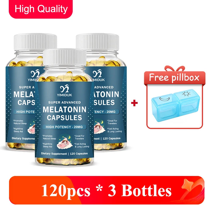 Melatonin Capsules, for Promote Relaxation & Restful Sleep Naturally, Deep Sleep & Wake Up Refreshed, Great for Travelers, Vegan