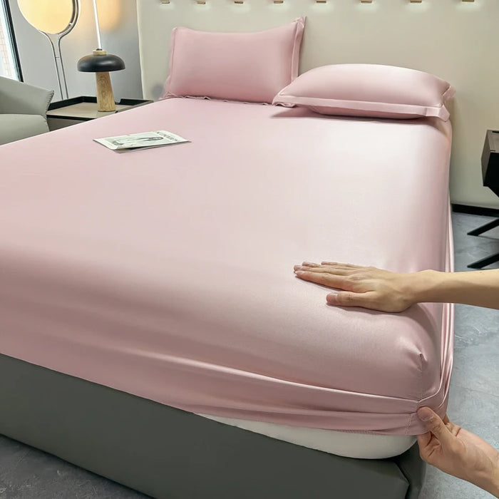 Double Bed Sheets Polyester Bedding Fitted Sheet Only(no Pillowcase) Elastic Band Around Cool Mattress Cover King Size Bed Cover