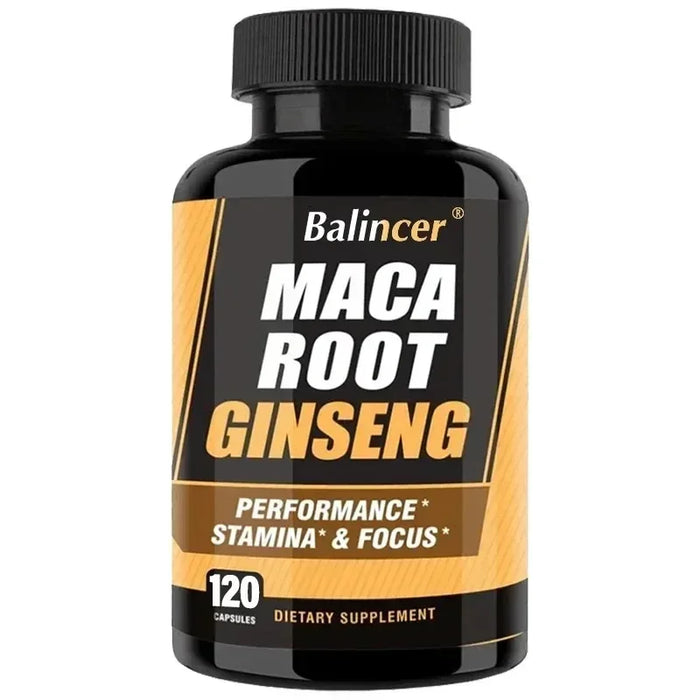 Maca Root Capsules with Ginseng - Promote Energy, Mood, Stamina & Performance Supports Mental Health for Men and Women