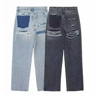 Women 2025 Autumn New Fashion Ripped Loose Jeans Vintage Pocket Casual Chic Female Denim Pants