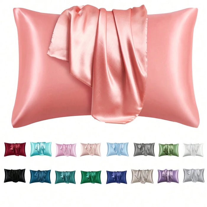 2 pcs Pillowcase for Hair and Skin, Silk Satin Pillowcase  Pillow Cases Set of 2， Silky Pillow Cover with Envelope Closure