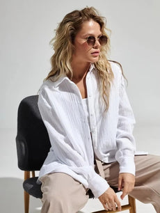 Women Blouse Long Sleeve Shirts Autumn 100% Cotton Loose Tops Lady Crepe Blouses Oversized Shirts 8 Colours Hemd Shirt S02