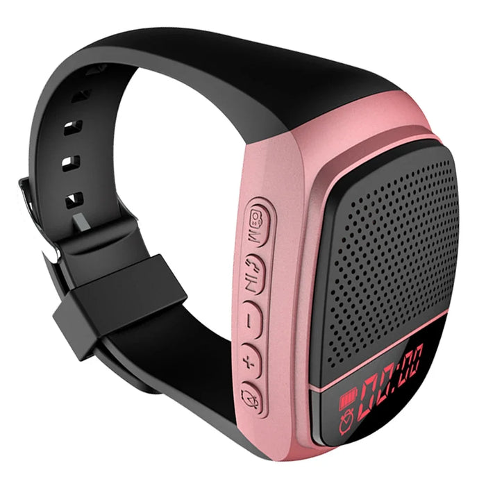New U6 Wrist Watch Bluetooth Speaker With FM Radio Portable Outdoor Sports Running Wearable Mini Speaker Wireless Subwoofer