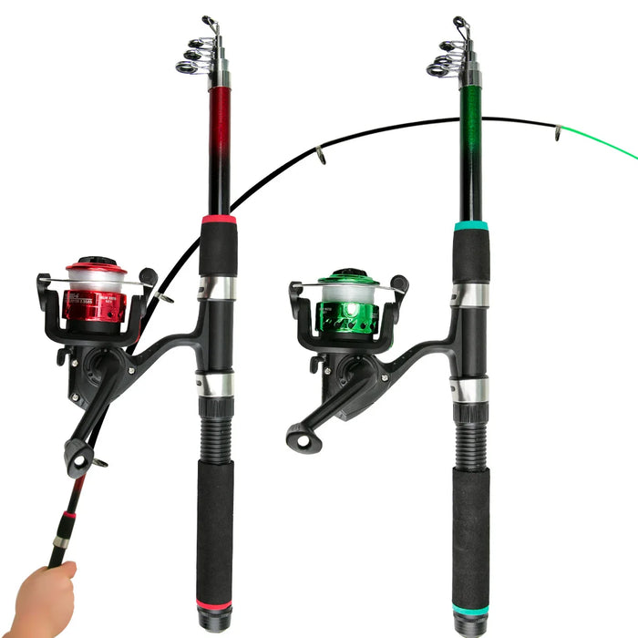 Kids Fishing Rod Reel Combo 1 8m with Soft Bait Landing Net Complete Fishing Gear