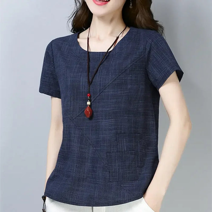 Women's Summer Blouses 2024 Vintage Linen Cotton Women Tops Blouses Short Sleeve Women Shirts Women Clothing Blusas 2127