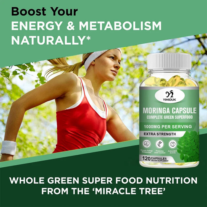 Buy 1 Get 1 Free! Premium Moringa Oleifera Supplement, for Skin Glow, Energy & Blood Sugar Balance, Powerful Detox, Women & Men