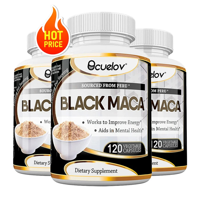 Black Maca Extract 1000mg – Organic Peruvian Maca Supplement, High Potency Energy, Mood & Performance Support, Vegan, Non-GMO