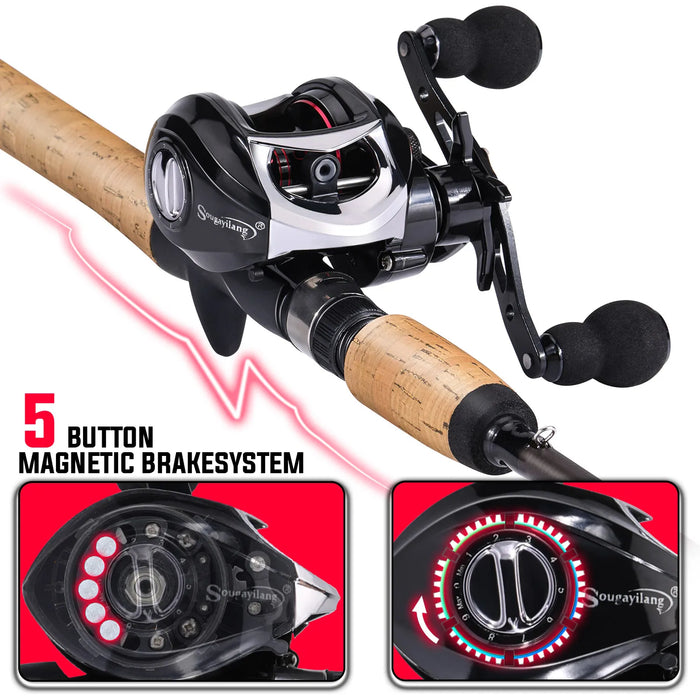 Sougayilang Professional Fishing Set 2.1m Ultra Light High Carbon Rod with 6.3:1 Gear Ratio High Quality Reel Precise Fishing