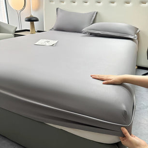 Double Bed Sheets Polyester Bedding Fitted Sheet Only(no Pillowcase) Elastic Band Around Cool Mattress Cover King Size Bed Cover