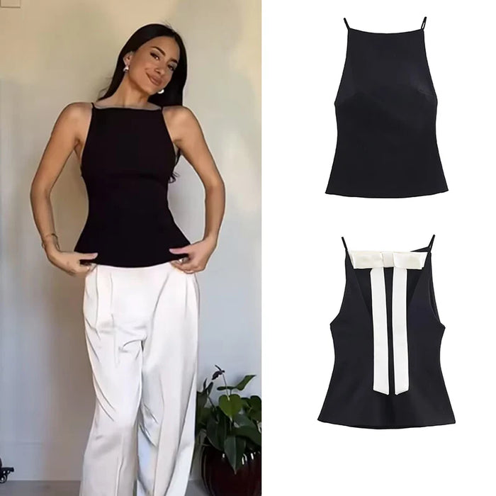 2026 New Women's Blouses Fashion Slim Color Matching Young Women's Elegant Short Blouses Tops Street Leisure Holiday Camis Tops