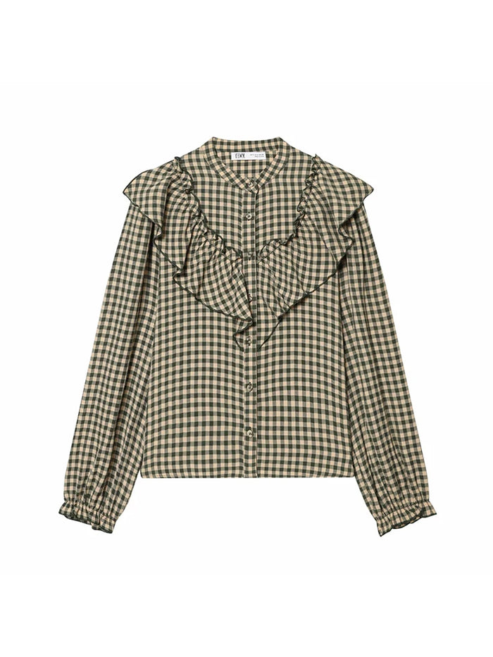 Women Blouses Tops Spring New Fashion Plaid Layered Elegant Women's Shirts Tops Chic Street Single-breasted Tops