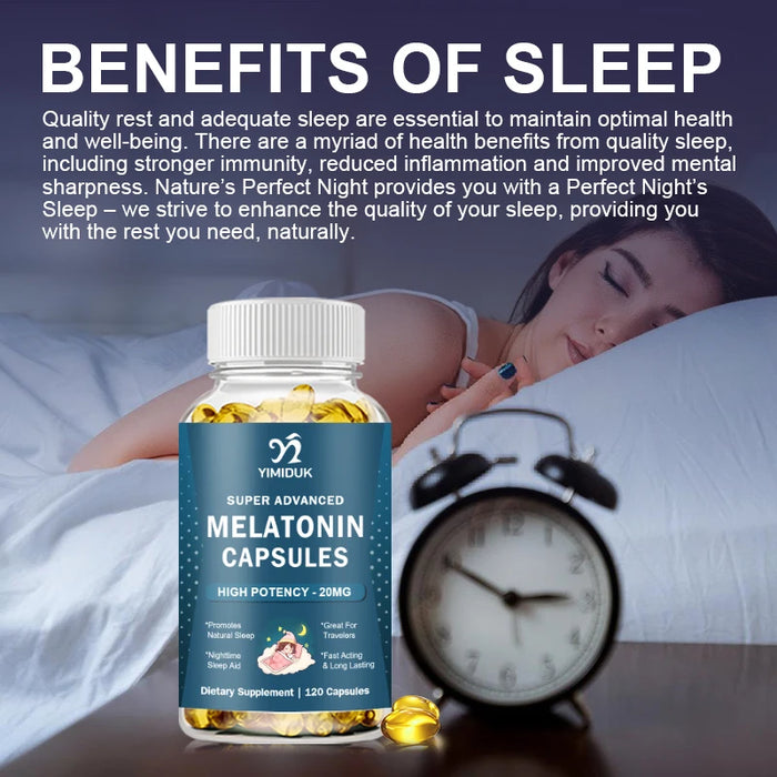 Melatonin Capsules, for Promote Relaxation & Restful Sleep Naturally, Deep Sleep & Wake Up Refreshed, Great for Travelers, Vegan