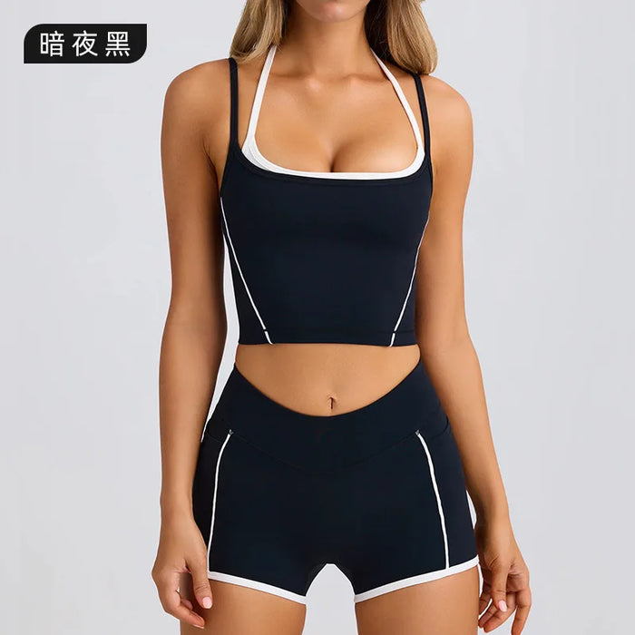 Sports Underwear Vest Shorts Suspender Bra Beauty Back Pilates Skinny High Elastic Fitness Running Yoga Set  Clothes for Women