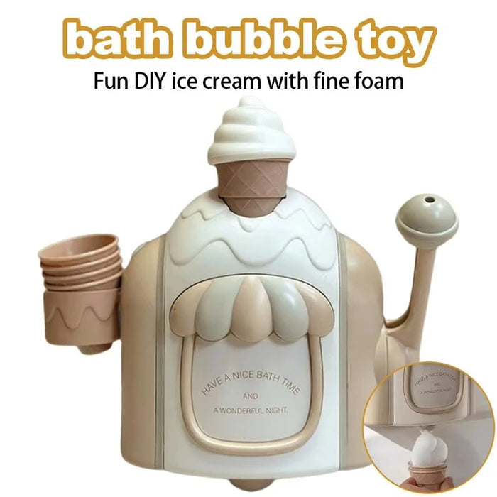 Bath Toy Portable Ice Cream Foam Maker Bath Bubble Toy for Boys Girls Birthday Gift Ice Cream Machine Water Bathroom Toy