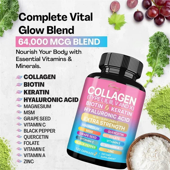 Collagen Supplement - Supports Skin Care, Nails, Hair, Antioxidants and The Immune System