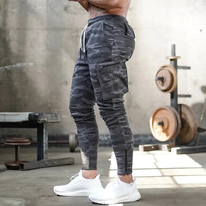 2024 New Leisure Sports Fitness Work pants Men's camouflage fitness pants Running training pants Light board
