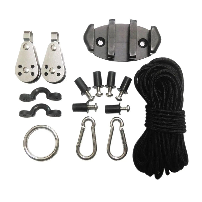 Kayak Canoe Anchor Trolley Cleat Rigging Pulleys w/ Rope