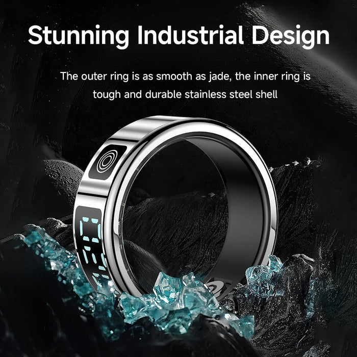 Smart Ring With Sleep Monitoring 5ATM Waterproof Gesture Swipe Video Long Battery Life