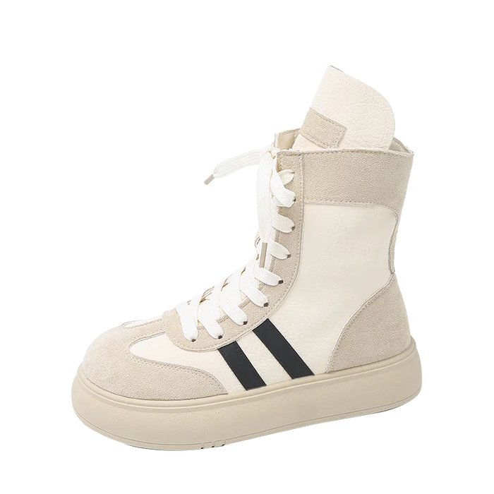 Sports and Leisure Shoes for Women 2025 New Fashionable High Top Shoes Flat Bottomed Lightweight and Comfortable Work Boots