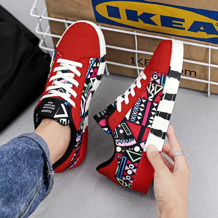 Hot Sale Fashion Red Printed Skateboarding Shoes Men Women Comfy Skater Sneakers Big Size 46 Sports Shoes Zapatos De Skateboard